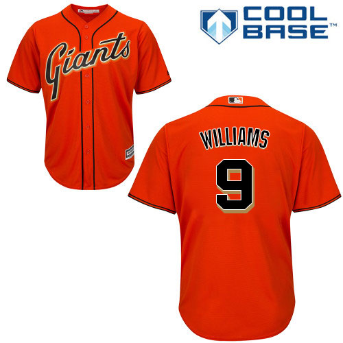 Giants #9 Matt Williams Orange Alternate Stitched Youth MLB Jersey - Click Image to Close